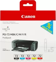 Photo de Pack 5 cartouches d'encre CANON PGI-72 (Couleurs + Noir + Rouge)