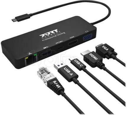 Photo de Pack 5en1 (Clavier & Souris Bluetooth/Webcam/Station d'accueil/Support) sans fil Port Design Home Office (Noir)