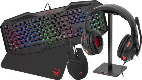 Photo de Pack 5en1 (Clavier/Souris/Casque/Support/Tapis) Raiden RGB (Noir)