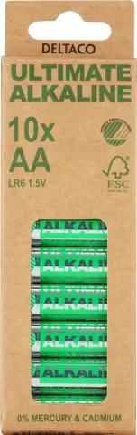 Photo de Pack de 10 piles Alcaline Deltaco type AA 1,5V (LR6)