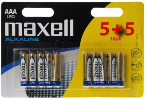 Photo de Pack de 10 piles Alcalines Maxell type AAA (LR3) 1,5V