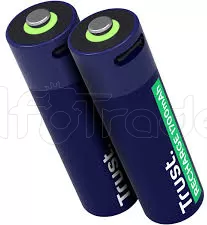 Photo de Pack de 2 piles rechargeables par USB-C Trust type AA - 1700 mAh (R06)