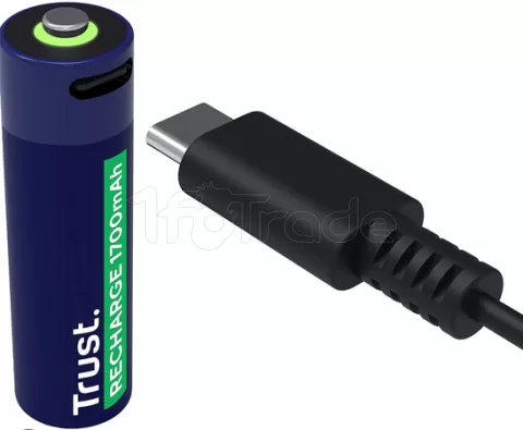 Photo de Pack de 2 piles rechargeables par USB-C Trust type AA - 1700 mAh (R06)