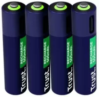 Photo de Pack de 4 piles rechargeables par USB-C Trust type AAA - 500 mAh - Cable recharge inclus (LR03)