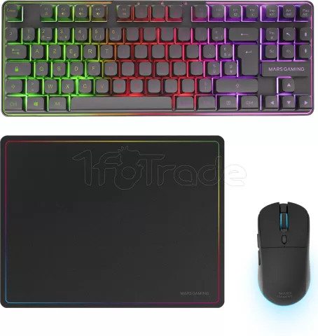 Photo de Pack Gamer 3en1 (Calvier/Souris/Tapis) Mars Gaming MCPWTKL (Noir)