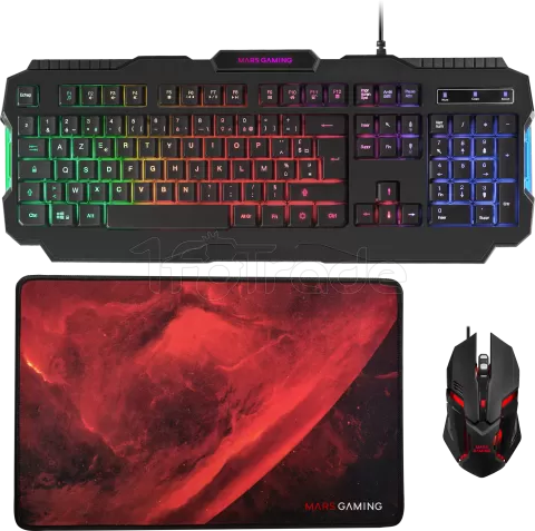 Photo de Pack Gamer 3en1 (Clavier/Souris/Tapis) Mars Gaming MCP118 RGB (Noir)