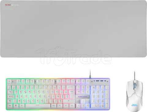 Photo de Pack Gamer 3en1 (Clavier/Souris/Tapis) Mars Gaming MCPX RGB (Blanc)