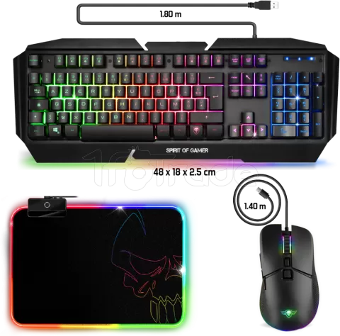 Photo de Pack Gamer 3en1 (Clavier/Souris/Tapis) Spirit of Gamer Ultimate 500 RGB (Noir)