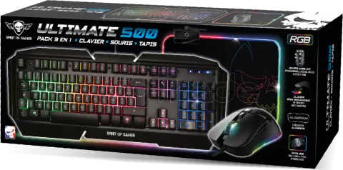 Photo de Pack Gamer 3en1 (Clavier/Souris/Tapis) Spirit of Gamer Ultimate 500 RGB (Noir)