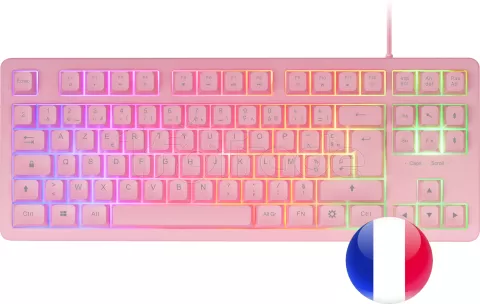 Photo de Pack Gamer 4en1 (Clavier/Souris/Casque/Tapis) Mars Gaming MCP-RGB3 (Rose)