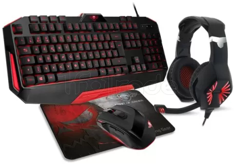 Photo de Pack Gamer 4en1 (Clavier/Souris/Casque/Tapis) Spirit of Gamer Pro-MKH3 (Noir)