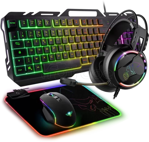 Photo de Pack Gamer 4en1 (Clavier/Souris/Casque/Tapis) Spirit of Gamer Ultimate 300 RGB (Noir)