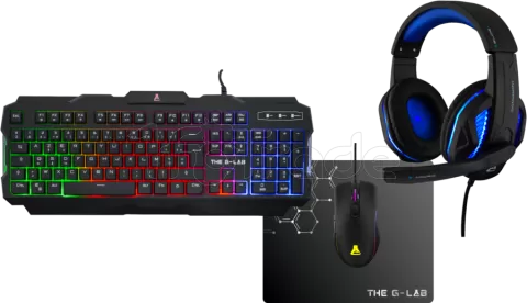 Pack Gamer 4en1 (Clavier/Souris/Casque/Tapis) The G-Lab Combo Argon  Evolution RGB (Noir) pour professionnel, 1fotrade Grossiste informatique