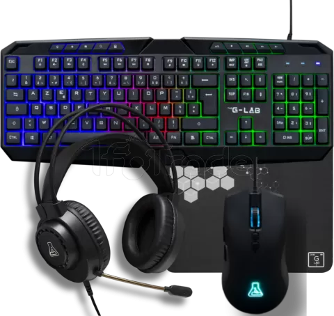 Photo de Pack Gamer 4en1 (Clavier/Souris/Casque/Tapis) The G-Lab Combo Argon V3 RGB (Noir)