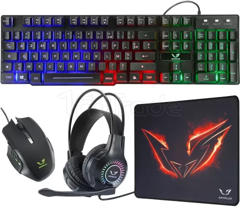 Photo de Pack Gamer 4en1 (Clavier/Souris/Casque/Tapis) We Gamium RGB (Noir)