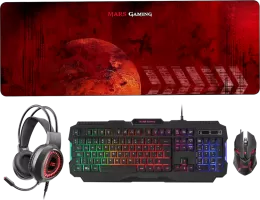 Pack Gamer 4en1 (Clavier/Souris/Casque/Tapis) We Gamium RGB (Noir