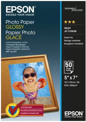 Papier Photo EPSON glacé 200g/m² - 50 feuilles 13x18 cm pour professionnel,  1fotrade Grossiste informatique