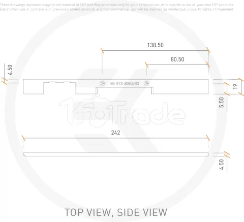 Photo de Plaque latérale Waterblock GPU Ekwb EK-Quantum Vector² RE RTX 3080/90 ABP (Gris)