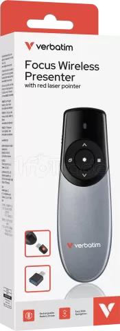 Photo de Pointeur Laser sans fil Verbatim Focus Wireless Presenter (Gris)
