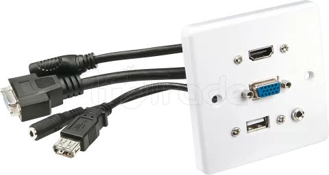 Prise Murale 3 En 1 HDMI/VGA/RCA - Panneau Multimédia Pour Connexion Home Cinéma, Bureau | Version HDMI 1.4, Matériau ABS