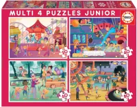 Photo de Puzzle Educa 4en1 - Progressif : Parcs d'attraction (20/40/60/80 pièces)