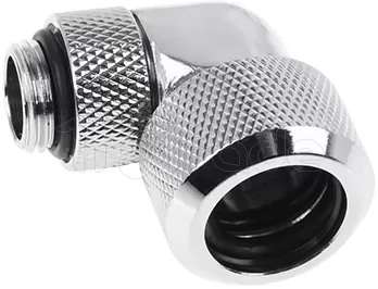 Photo de Raccord rotatif coudé à compression pour Tube Ø16mm - G1/4 Alphacool Eiszapfen (Argent)