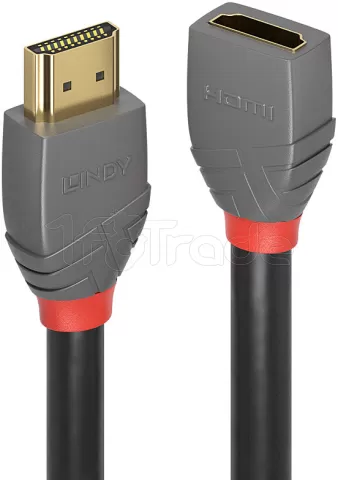 Photo de Rallonge Câble HDMI 2.0 Lindy Anthra Line 3m M/F (Gris/Rouge)