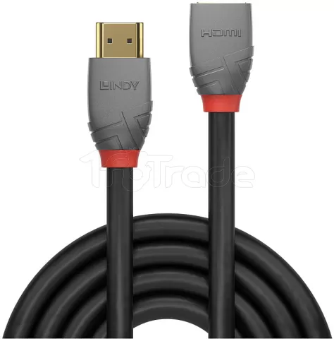 Photo de Rallonge Câble HDMI 2.0 Lindy Anthra Line 3m M/F (Gris/Rouge)