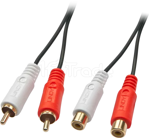 Photo de Rallonge Cable Lindy 2x RCA M/F 2m (Noir)