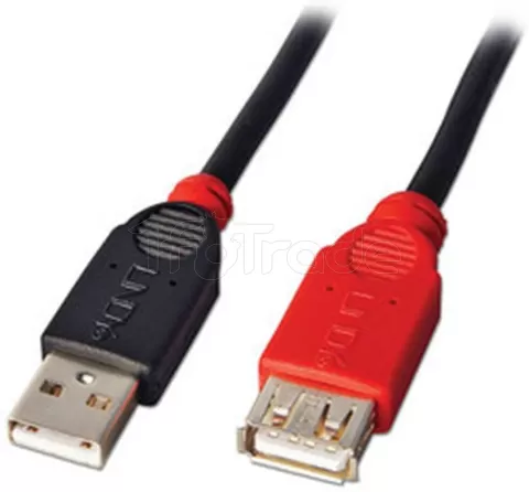 Photo de Rallonge USB 2.0 Lindy - 5m M/F (Noir/Rouge)