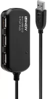 Photo de Rallonge USB 2.0 Lindy + HUB 4 ports 8m M/F (Noir)