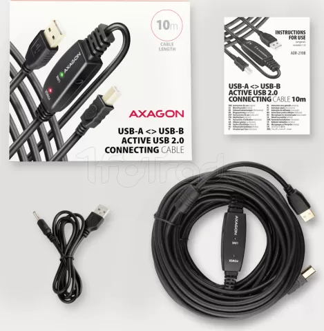Photo de Rallonge USB-A/B 2.0 amplifiée Axagon ADR-210B M/M 10m