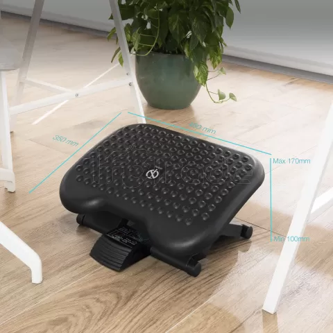 Photo de Repose-pieds réglable en hauteur et en inclinaison Tooq TQFR0603-B (Noir)