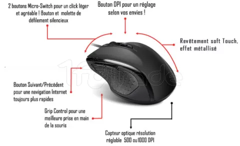 Photo de Souris filaire Advance SHAPE 6D Wired Mouse (Noir)