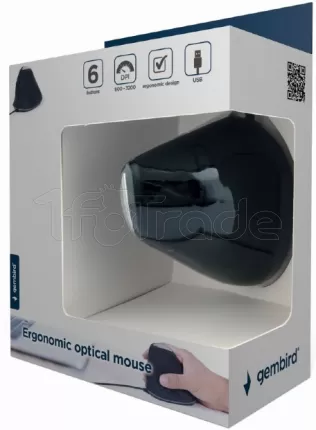 Photo de Souris filaire ergonomique Gembird MUS-ERGO-03 (Noir)