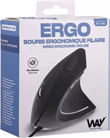 Photo de Souris filaire ergonomique verticale T'nB Way (Noir)