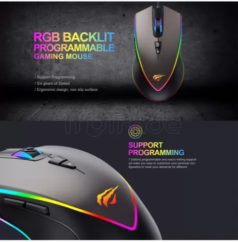 Photo de Souris filaire Gamer Havit MS1017 RGB (Noir)