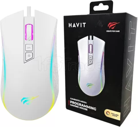 Photo de Souris filaire Gamer Havit MS1034 RGB (Blanc)