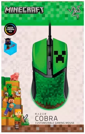 Photo de Souris filaire Gamer Razer Cobra Minecraft (Vert/Noir)