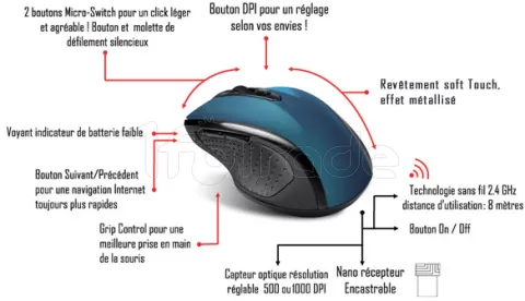 Photo de Souris sans fil Advance Shape 6D (Bleu)