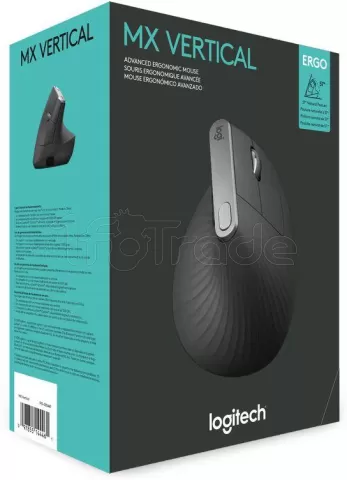 Photo de Souris sans fil Bluetooth ergonomique Logitech MX Vertical (Noir)