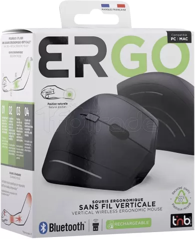 Photo de Souris sans fil Bluetooth ergonomique T'nB Ergo verticale pour droitier (Noir)