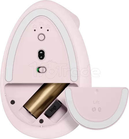 Photo de Souris sans fil Bluetooth ergonomique verticale Logitech Lift pour droitier (Rose)