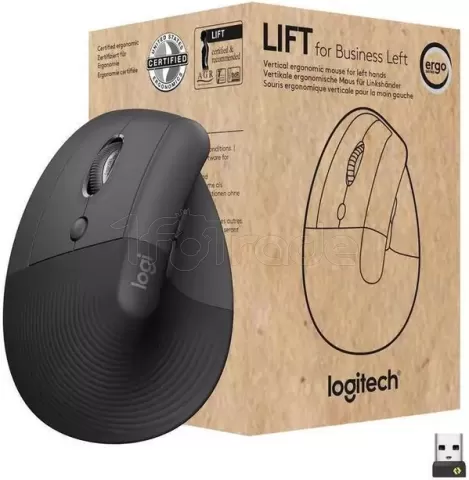 Photo de Souris sans fil Bluetooth ergonomique verticale Logitech Lift pour gaucher (Noir)