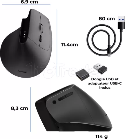 Photo de Souris sans fil ergonomique Advance Vertical FX (Noir)