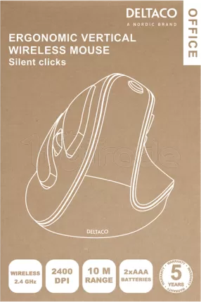 Photo de Souris sans fil ergonomique Deltaco Office Silent Clicks 320 pour droitier (Noir)