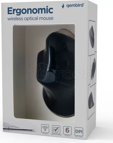 Photo de Souris sans fil ergonomique Gembird MUSW-ERGO-03 (Noir)