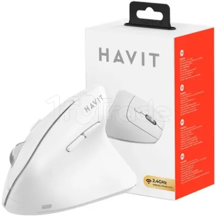 Photo de Souris sans fil ergonomique Havit MS45WB (Blanc)