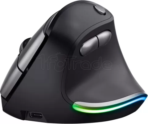 Photo de Souris sans fil ergonomique Trust Verticale pour droitier Bayo (Noir)