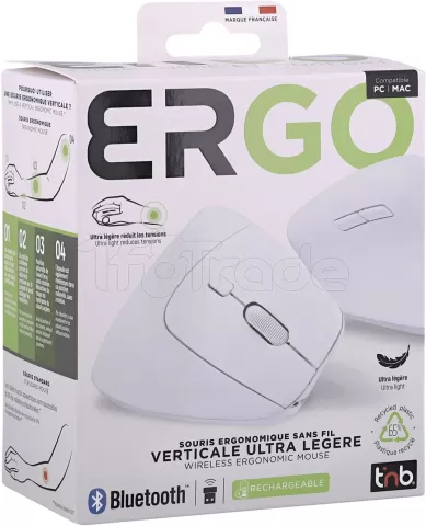 Photo de Souris sans fil ergonomique verticale T'nB Ergo Light pour droitier (Blanc)